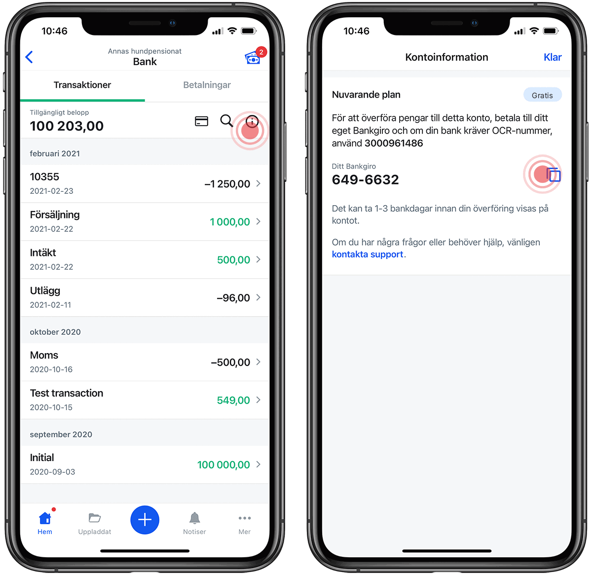Kontoinformation med ditt bankgiro