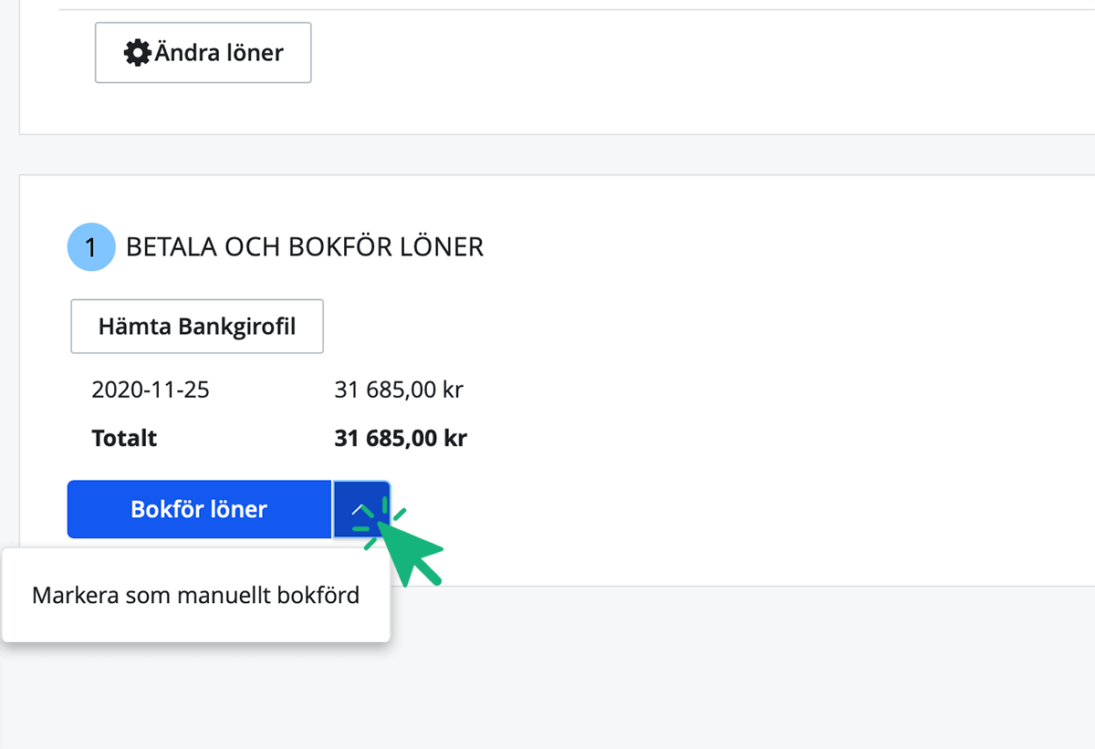 Markera som manuellt bokförd
