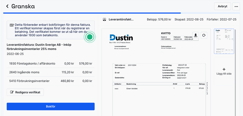 förbereder bokföring