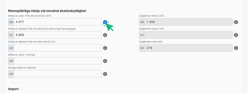 Se mappning av konton i momsrapporten