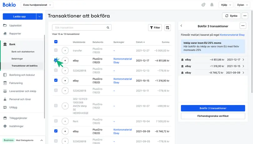 Markera transaktioner