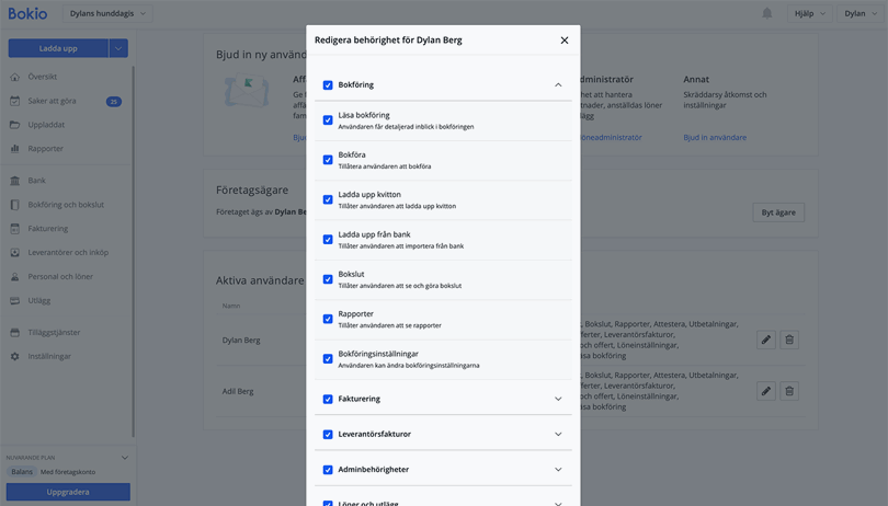 Redigera användarrättigheter