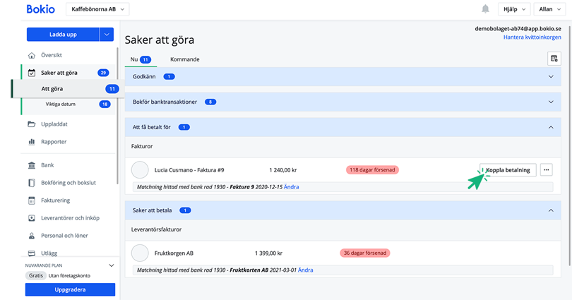 Koppla betalning av kundfaktura