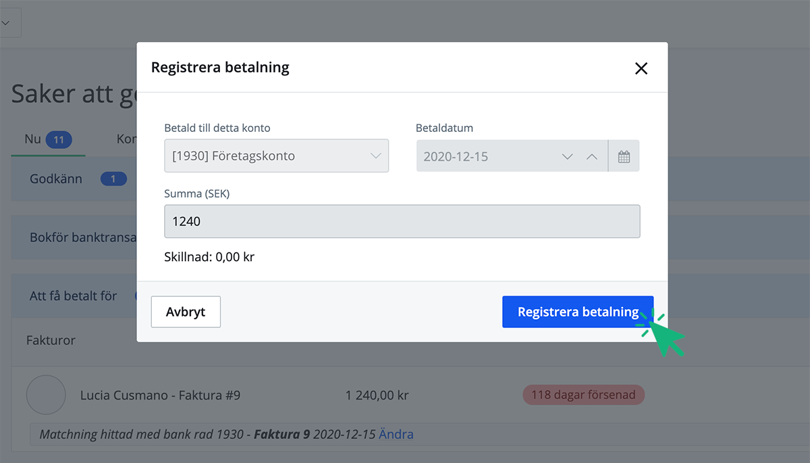 Registrera betalning