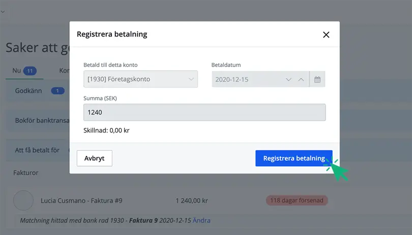 Registrera betalning
