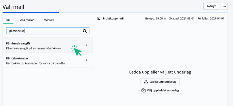 Bokföringsmall påminnelseavgift