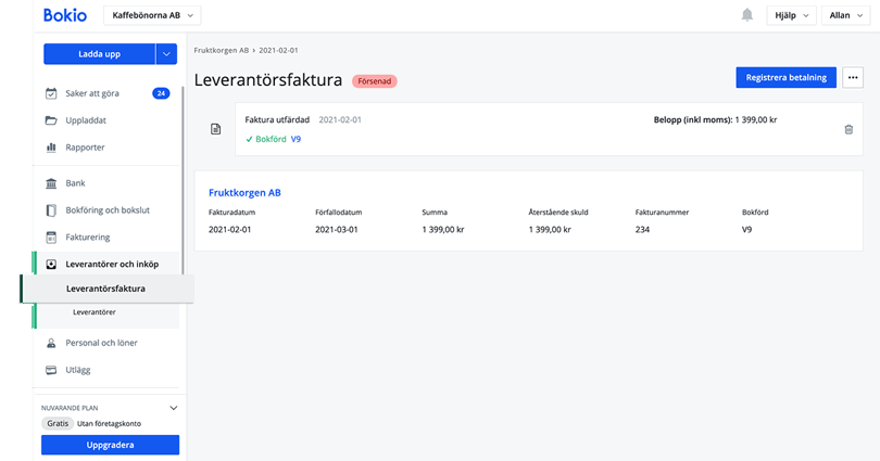 Försenad leverantörsfaktura
