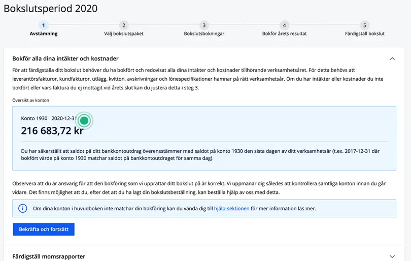 Steg 1 bokslut