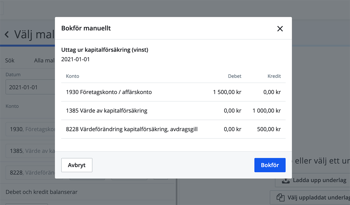 Bokföra vinst i kapitalförsäkring