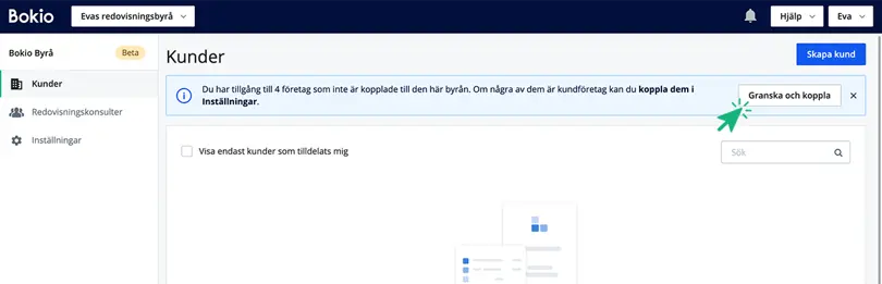 Klicka på Granska och koppla