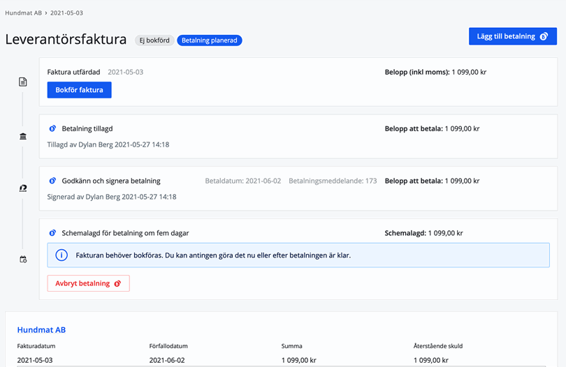 Signerad leverantörsfaktura