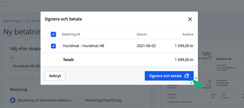 Signera och betala