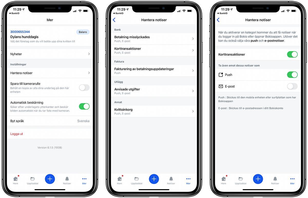 Hantera notiser i mobilappen