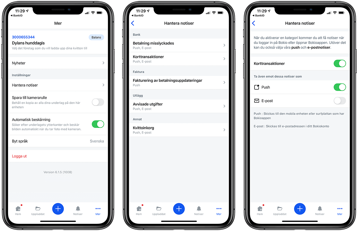 Hantera notiser i mobilappen