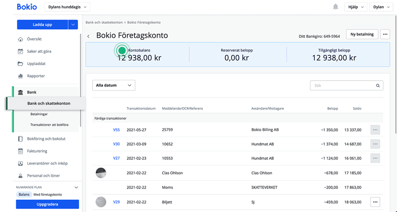Saldo på företagskontot