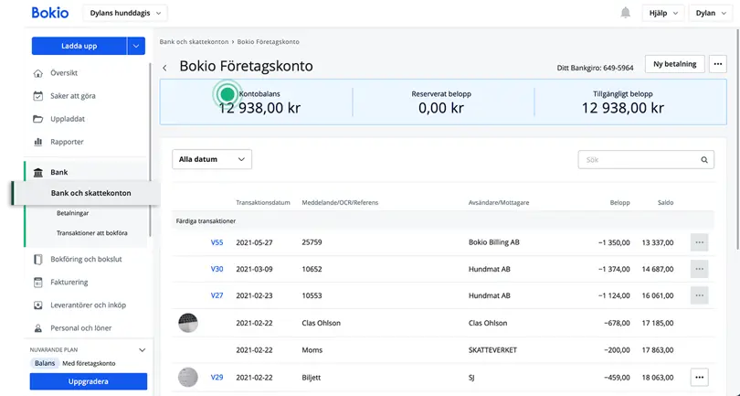 Saldo på företagskontot