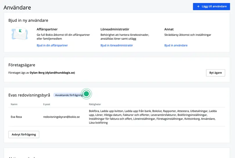 Avvaktande förfrågning till redovisningsbyrå