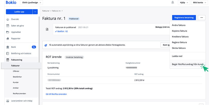 Begär rot/rut-avdrag från kund