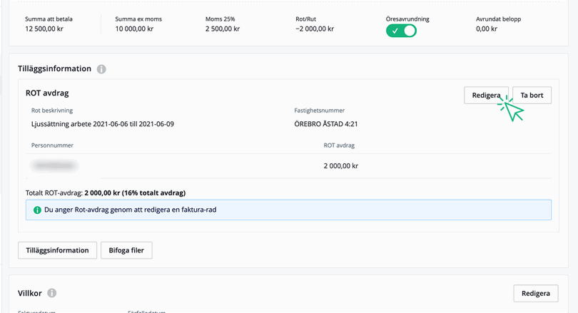 Redigera rotavdrag