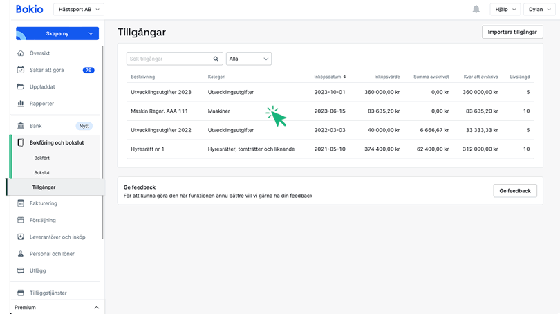 Gå till tillgången i anläggningsregistret