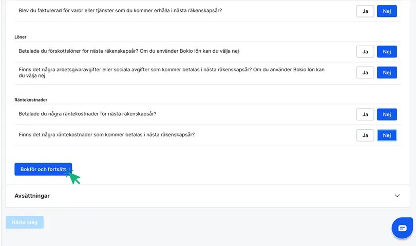 Klicka på bokför