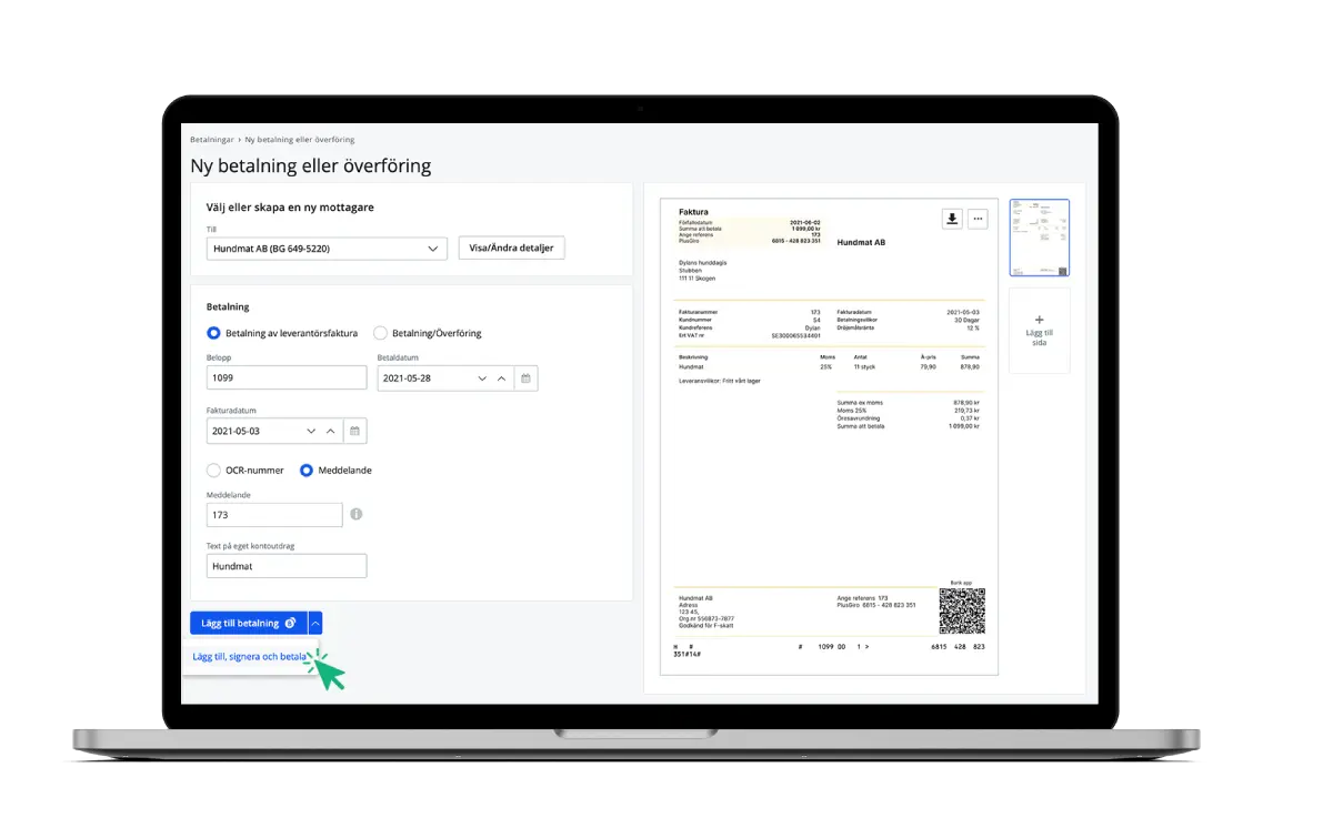 Betala leverantörsfaktura med Bokio Företagskonto