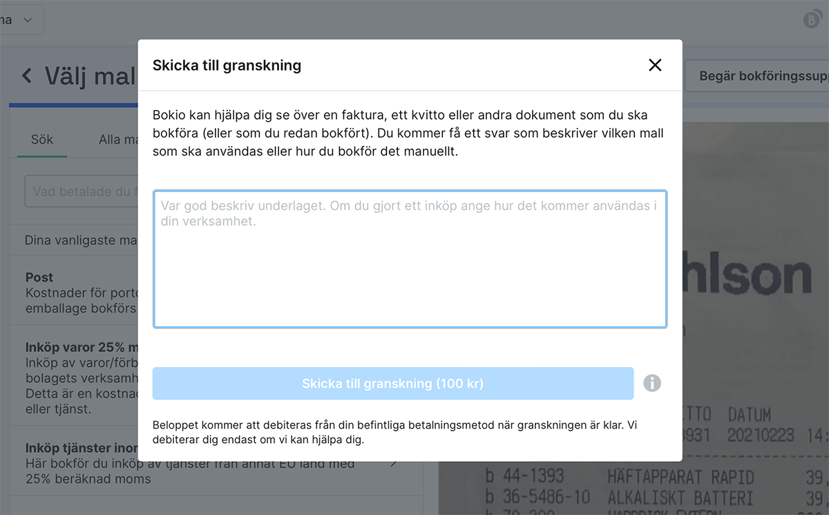 Skicka ditt ärende för bokföringssupport