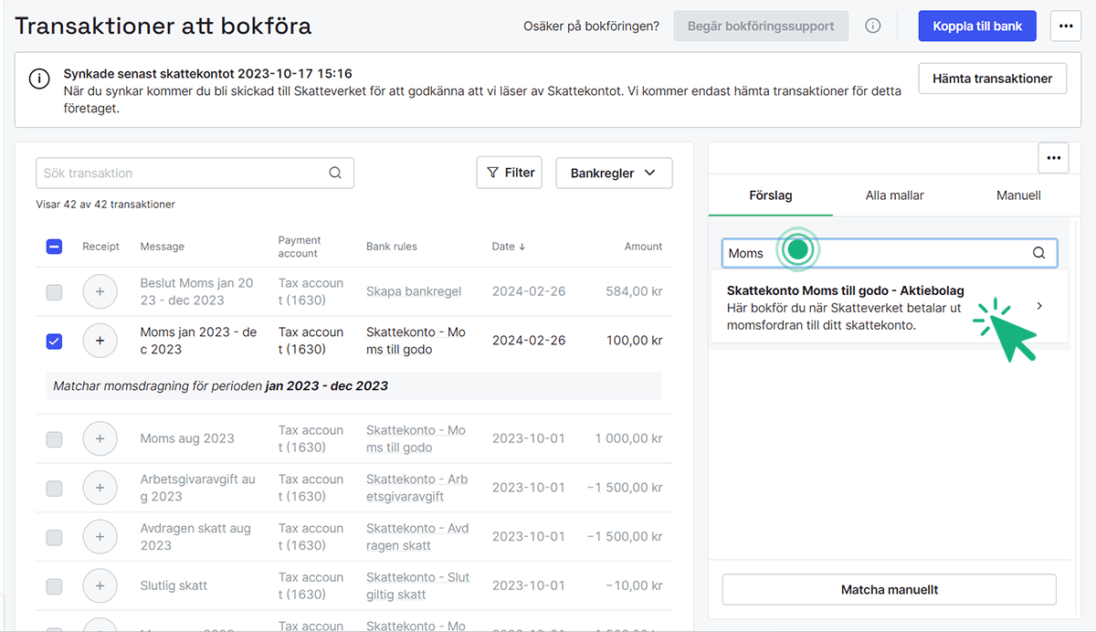 Välj passande bokföringsmall