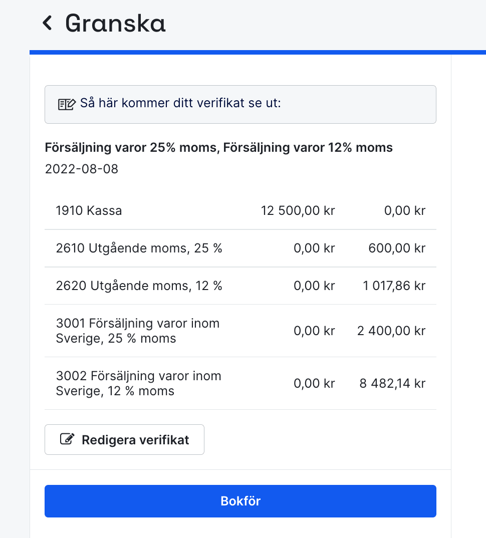 Verifikat bokföring