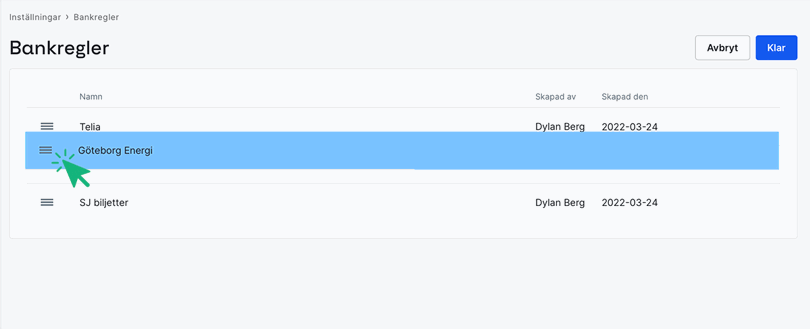 Ändra prioritet av bankregler