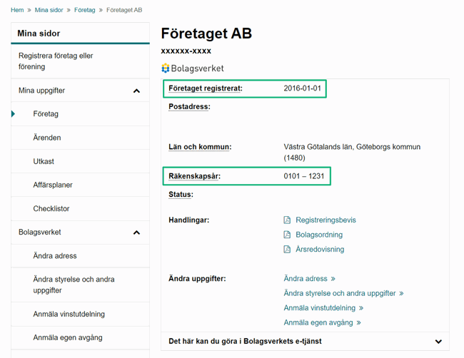 Se ditt räkenskapsår hos Verksamt