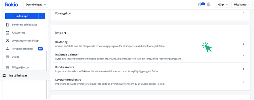 Importera bokföring