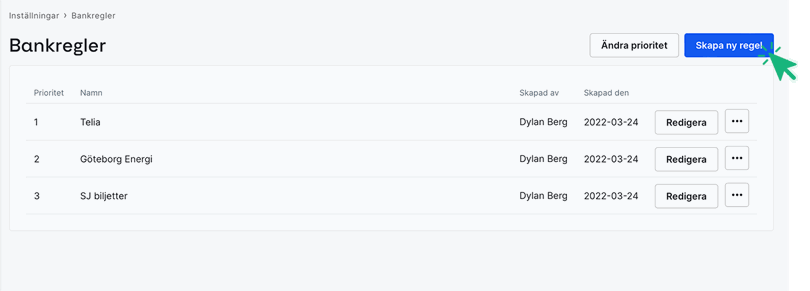 Klicka på Skapa ny regel