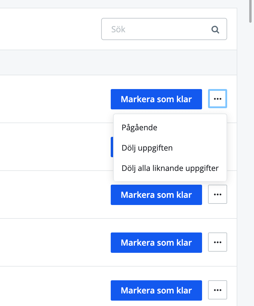 Hantera rad i Viktiga datum
