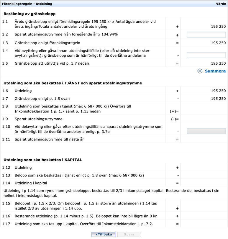 Beräkning av gränsbelopp utdelning