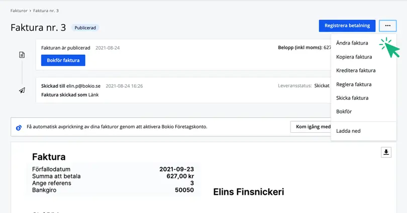 Ändra faktura