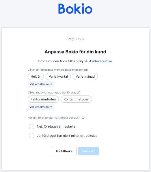 Anpassa Bokio för din kund