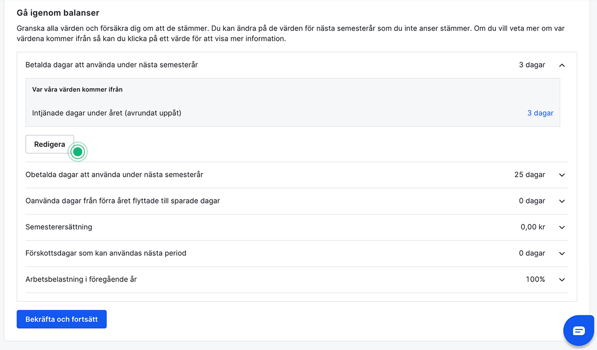 Redigera eller gå till Bekräfta och fortsätt