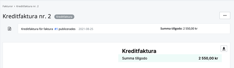 Kreditfakturan, kontantmetoden