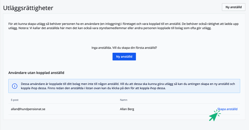 Klicka på Skapa anställd