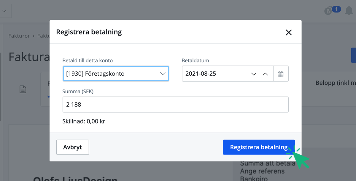 Registrera betalning