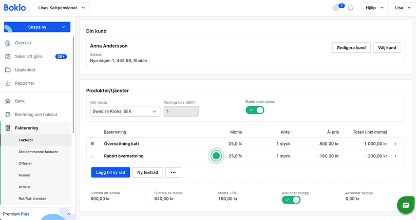 Ange samma momssats på artikel och rabatt