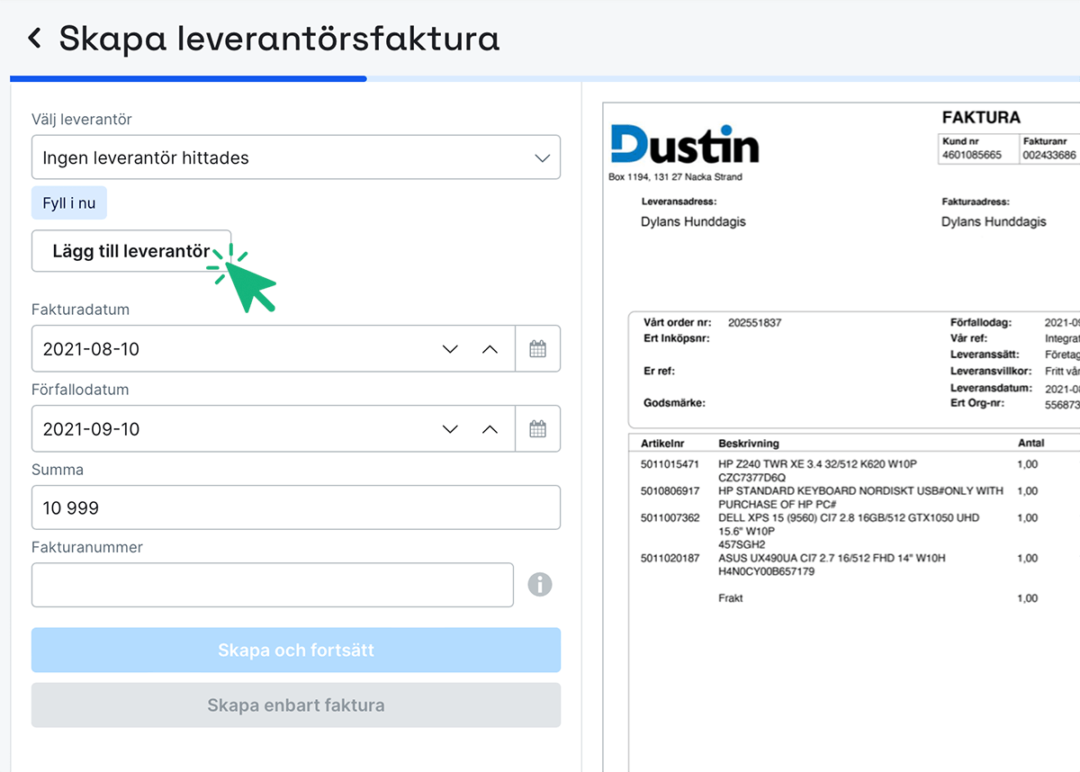 Klicka på Lägg till leverantör
