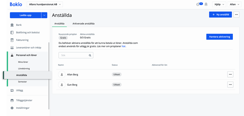 Anställda skapade som utkast