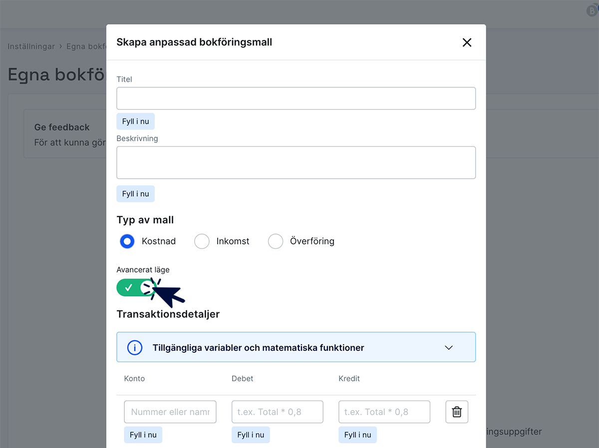 Klicka på Avancerat läge