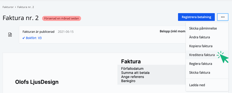 Kreditera en faktura