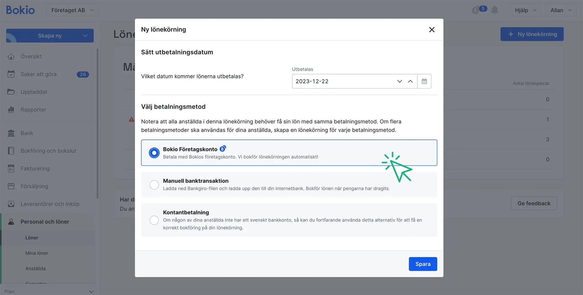 Betala dina löner med Bokio Företagskonto