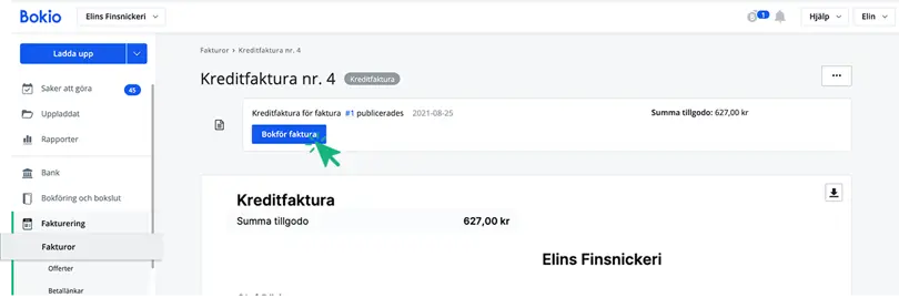 Bokför kreditfaktura fakturametoden