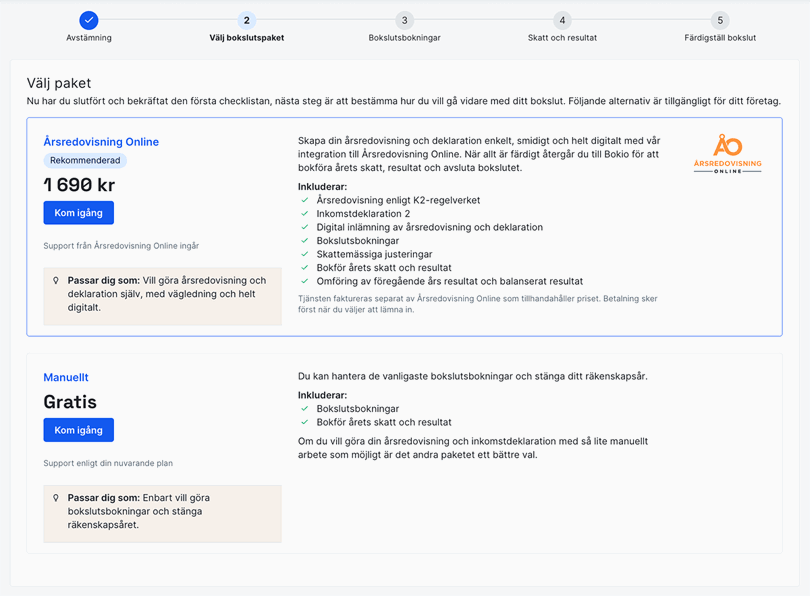 Välj Årsredovisning Online