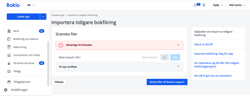Importera bokföring